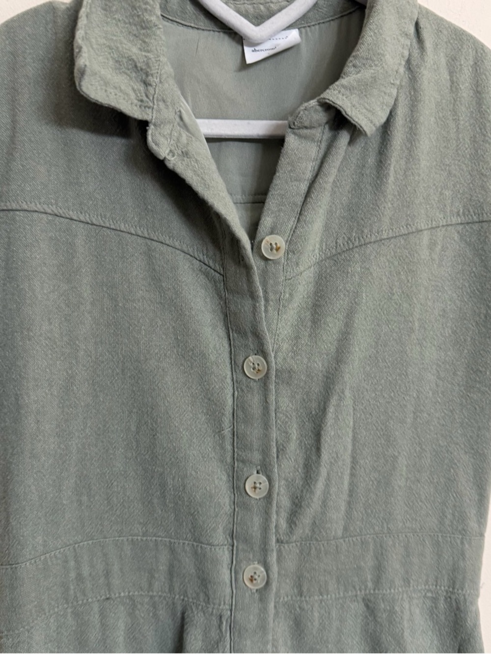Abercrombie Kids Sage Green Short-Sleeve Romper - Picture 3 of 5